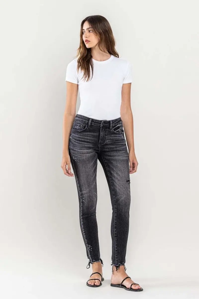 Lovervet Raw Hem Cropped Skinny Jeans for Stylish Outfits - Love Salve
